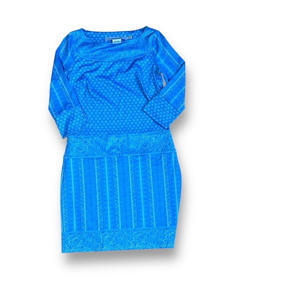 Gretchen Scott blue and white pattern dress 3/4 sleeve size XXS - Picture 1 of 10